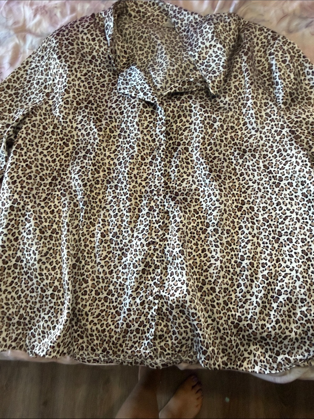 Leopard Print Button-Up Shirt - Beige & Brown
